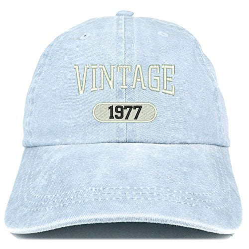 Trendy Apparel Shop Vintage 1977 Embroidered 44th Birthday Soft Crown Washed Cotton Cap