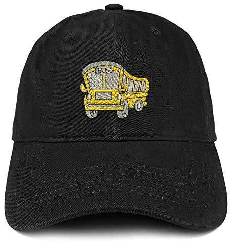 Trendy Apparel Shop School Bus Embroidered Soft Crown 100% Brushed Cotton Cap