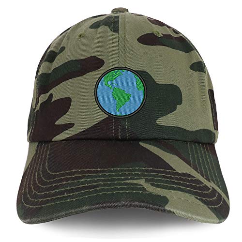 Trendy Apparel Shop Small Earth Embroidered Soft Crown 100% Brushed Cotton Cap