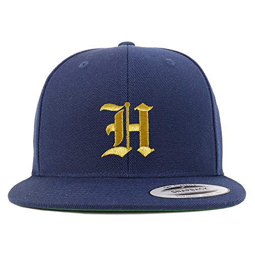 Trendy Apparel Shop Old English Gold H Embroidered Snapback Flatbill Baseball Cap