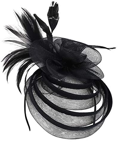 Trendy Apparel Shop Meshed Multi Hoops with Feather Flower Fascinator Headband