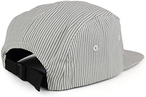 Trendy Apparel Shop 5-Panel Lightweight Unstructured Grey Stripe Flatbill Snapback Cap - Grey