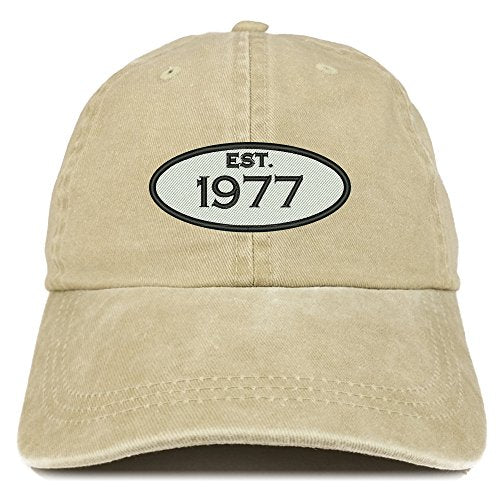 Trendy Apparel Shop Established 1977 Embroidered 44th Birthday Gift Pigment Dyed Washed Cotton Cap