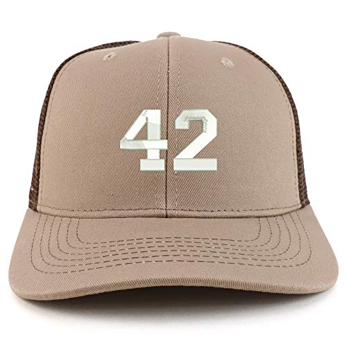 Trendy Apparel Shop Number 42 Collegiate Varsity Two Tone Trucker Baseball Cap