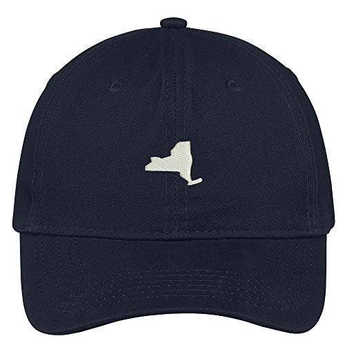 Trendy Apparel Shop New York State Map Embroidered Low Profile Soft Cotton Brushed Baseball Cap