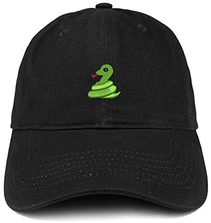 Trendy Apparel Shop Snake Emoticon Embroidered 100% Soft Brushed Cotton Low Profile Cap