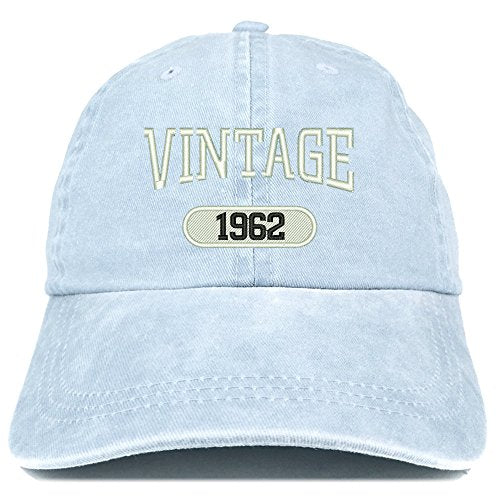 Trendy Apparel Shop Vintage 1962 Embroidered 59th Birthday Soft Crown Washed Cotton Cap