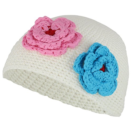 Trendy Apparel Shop Baby Infant Cotton Crochet Beanie Hat with Crocheted Flowers