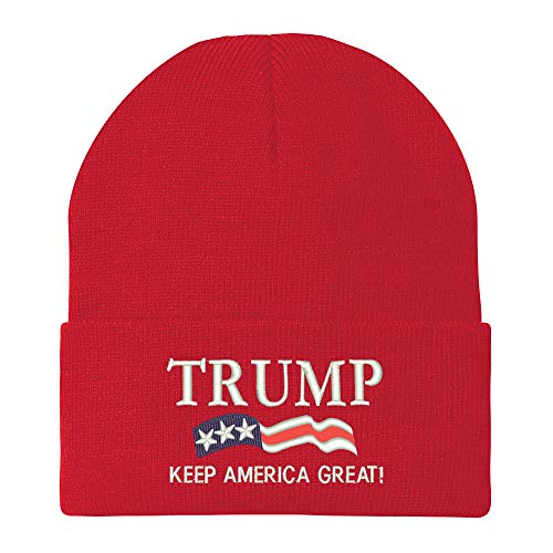 Trendy Apparel Shop Trump Keep America Great Embroidered Winter Knitted Long Beanie