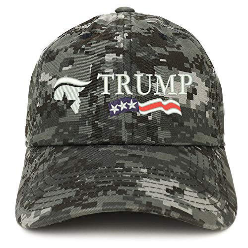 Trendy Apparel Shop Trump Image USA Flag Embroidered Cotton Dad Hat