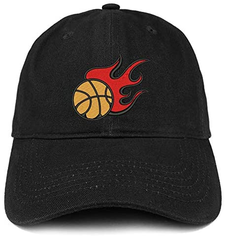 Trendy Apparel Shop Flaming Fire Basketball Embroidered Cotton Dad Hat