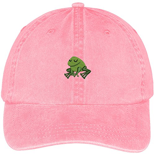 Trendy Apparel Shop Frog Embroidered Soft Crown 100% Brushed Cotton Cap