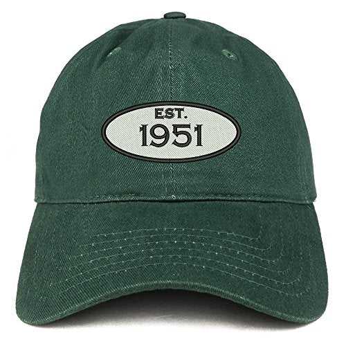 Trendy Apparel Shop Established 1951 Embroidered 70th Birthday Gift Soft Crown Cotton Cap