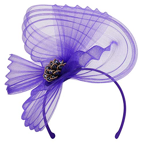 Trendy Apparel Shop Beaded Jewel Flower Mesh Cocktail Party Fascinator