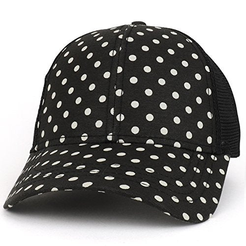 Trendy Apparel Shop Women's Polka Dots Printed Mesh Back Trucker Cap