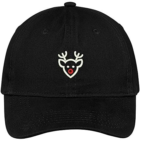 Trendy Apparel Shop Rudolph The Red Nosed Embroidered Soft Cotton Adjustable Cap Dad Hat