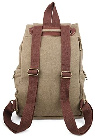 Trendy Apparel Shop Fashionable Canvas Backpack with Drawstrings and Buckle Closure - Olive