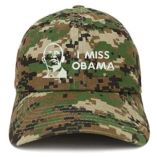 Trendy Apparel Shop I Miss Obama and Portrait Embroidered Brushed Cotton Cap