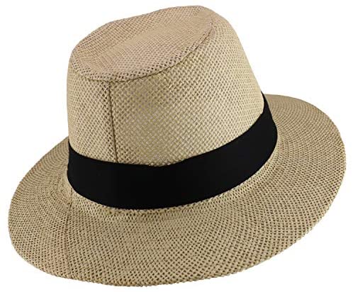 Trendy Apparel Shop Men's Paper Woven Flat Brim Summer Fedora Hat