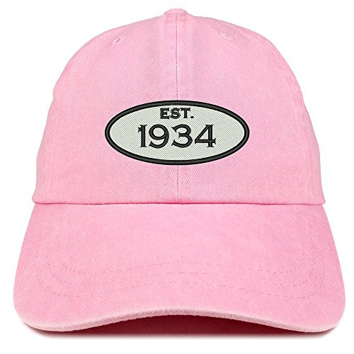 Trendy Apparel Shop Established 1934 Embroidered 87th Birthday Gift Pigment Dyed Washed Cotton Cap