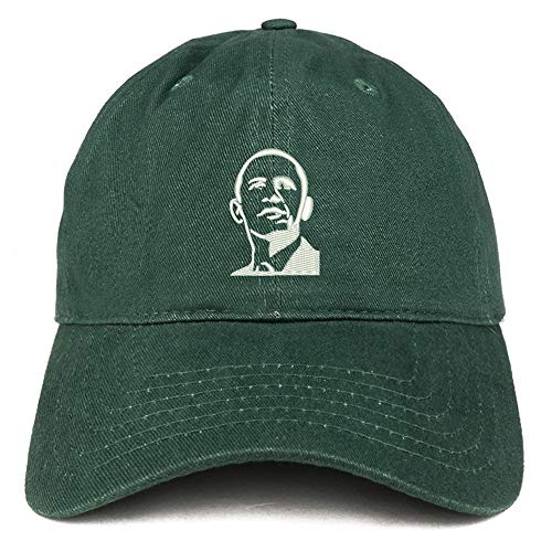 Trendy Apparel Shop Barack Obama Portrait Embroidered Brushed Cotton Cap