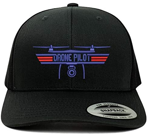 Trendy Apparel Shop Flexfit Drone Top Gun Pilot Embroidered Retro fit Trucker Mesh Cap
