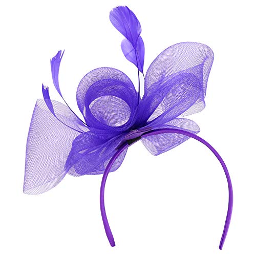 Trendy Apparel Shop Women's Bow and Feather Trimmed Cocktail Party Fascinator