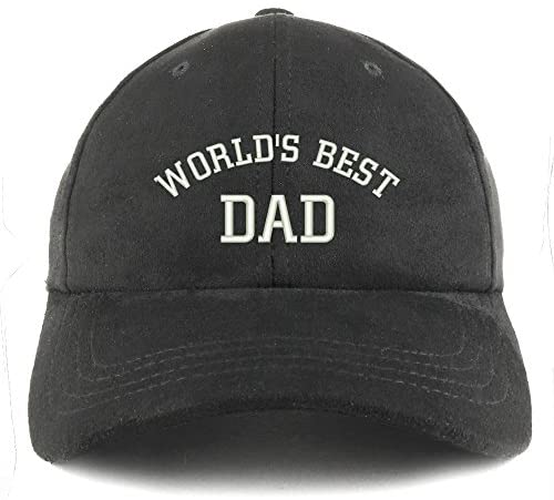 Trendy Apparel Shop World's Best Dad Embroidered Faux Suede Leather Adjustable Cap