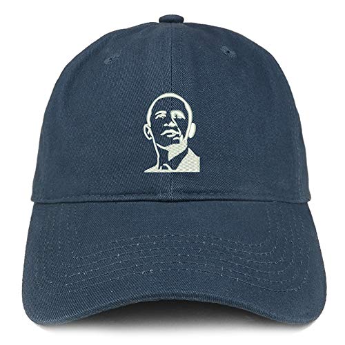 Trendy Apparel Shop Barack Obama Portrait Embroidered Brushed Cotton Cap