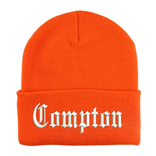 Trendy Apparel Shop Compton City Old English Embroidered Long Cuff Beanie
