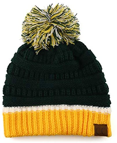 Trendy Apparel Shop Team Color Ribbed Knit Pom Pom Winter Beanie Hat