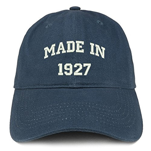 Trendy Apparel Shop Made in 1927 Text Embroidered 94th Birthday Brushed Cotton Cap