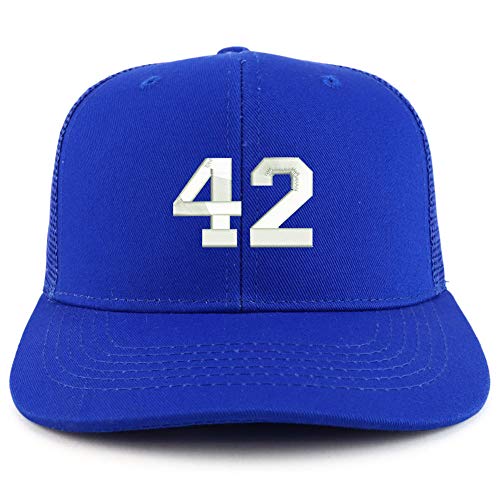 Trendy Apparel Shop Number 42 Collegiate Varsity Two Tone Trucker Baseball Cap