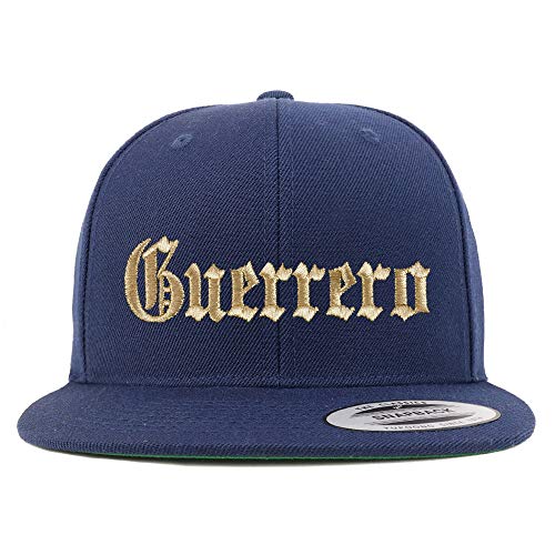 Trendy Apparel Shop Old English Guerrero Gold Embroidered Flatbill Snapback Baseball Cap