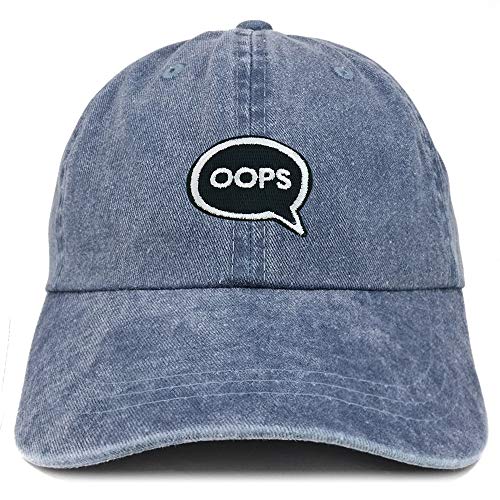 Trendy Apparel Shop Oops Patch Pigment Dyed Washed Baseball Cap