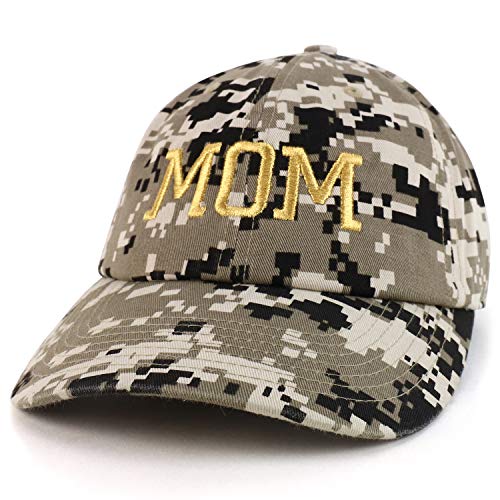 Trendy Apparel Shop MOM Capital Gold Thread Embroidered Soft Crown 100% Brushed Cotton Cap