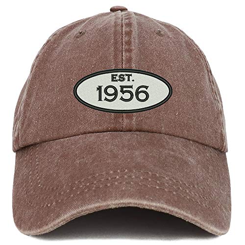 Trendy Apparel Shop 65th Birthday Established 1956 Washed Cotton Adjustable Cap