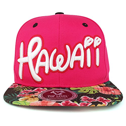 Trendy Apparel Shop Hawaii 3D Embroidered with Tropical Floral Pattern Flatbill Snapback Cap