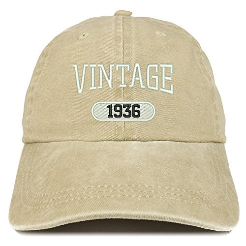 Trendy Apparel Shop Vintage 1935 Embroidered 85th Birthday Soft Crown Washed Cotton Cap
