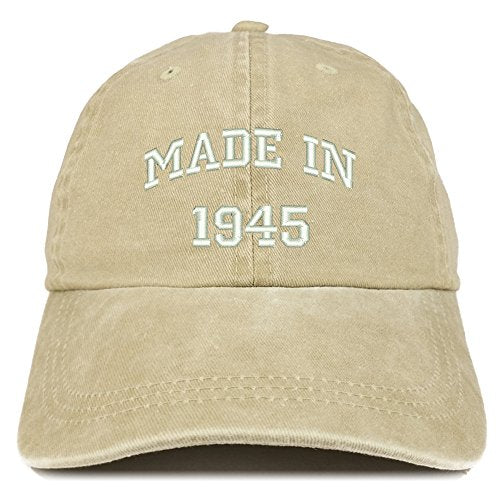 Trendy Apparel Shop Made in 1945 Text Embroidered 76th Birthday Washed Cap