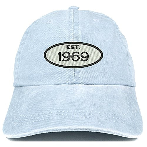 Trendy Apparel Shop Established 1969 Embroidered 52nd Birthday Gift Pigment Dyed Washed Cotton Cap