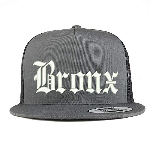 Trendy Apparel Shop Old English Font Bronx City Embroidered 5 Panel Mesh Cap