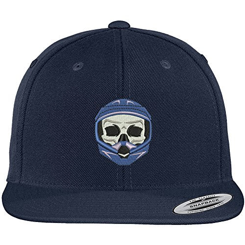 Trendy Apparel Shop Motocross Skull Embroidered Flat Bill Snapback Baseball Cap