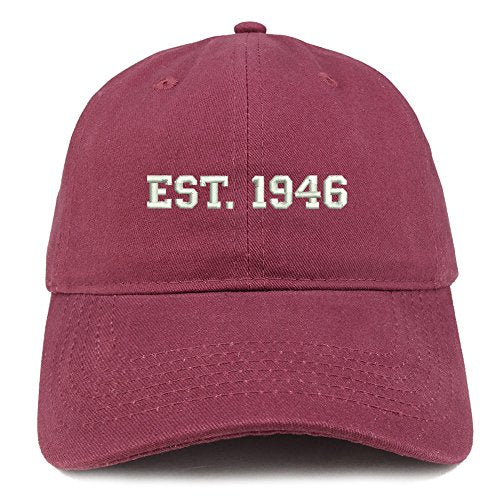 Trendy Apparel Shop EST 1946 Embroidered - 75th Birthday Gift Soft Cotton Baseball Cap