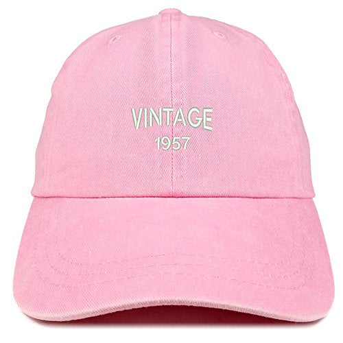 Trendy Apparel Shop Small Vintage 1957 Embroidered 64th Birthday Washed Pigment Dyed Cap