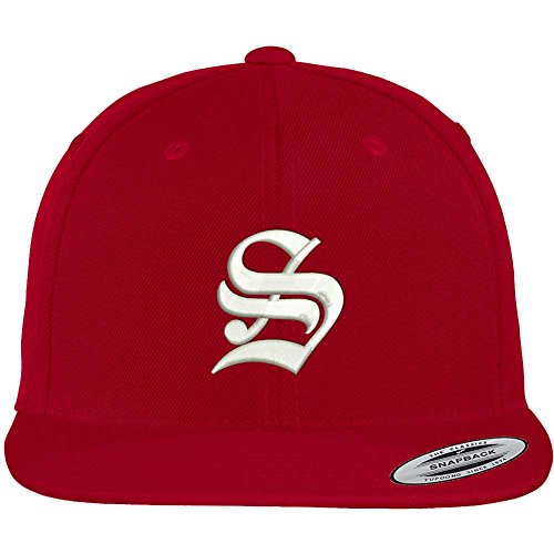 Trendy Apparel Shop Old English S Embroidered Flat Bill Snapback Cap