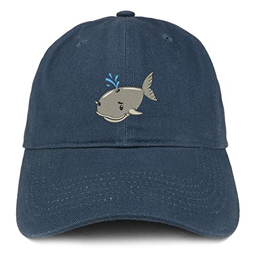 Trendy Apparel Shop Baby Whale Embroidered Soft Crown 100% Brushed Cotton Cap