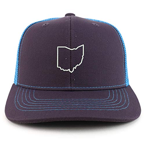 Trendy Apparel Shop Ohio State Outline Two Tone Mesh Back Trucker Baseball Cap