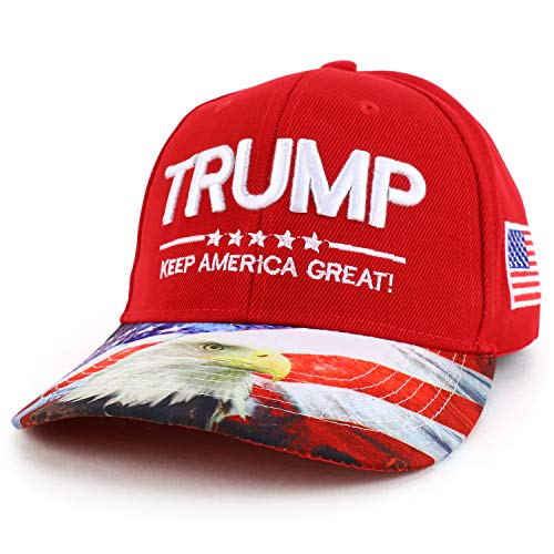 Trendy Apparel Shop Assorted Trump 2020 US Flag Bill Embroidered Design Baseball Cap