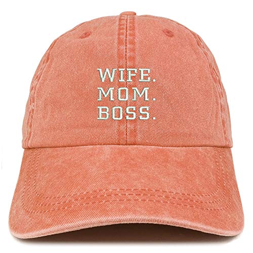 Trendy Apparel Shop Wife Mom Boss Embroidered Washed Cotton Adjustable Cap